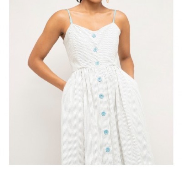 Striped Button Up Midi Dress - Picture 2 of 7
